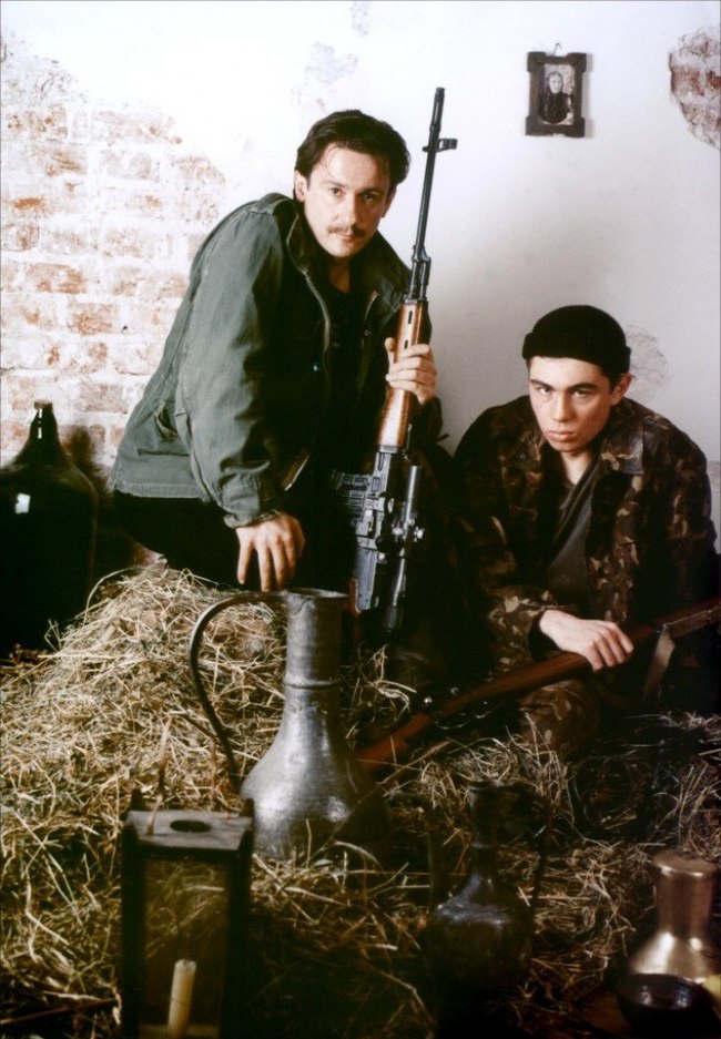 Photos from the filming of the film Prisoner of the Caucasus, 1996 - The photo, Sergey Bodrov, Oleg Menshikov, Caucasus, Movies, Longpost