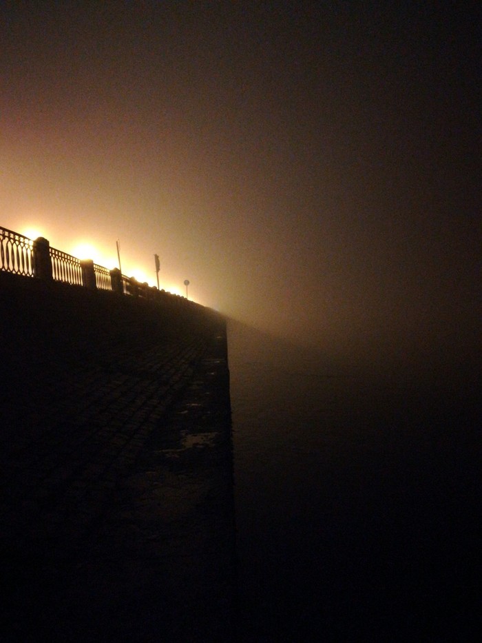 Fog over the river - My, Saint Petersburg, Fog, Neva, Embankment, Longpost