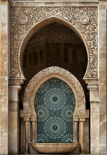 Architecture in the mosque of Casablanca, Morocco - Оригинально, Wash basin, Architecture, The photo, beauty, Morocco, Islam, Muslims