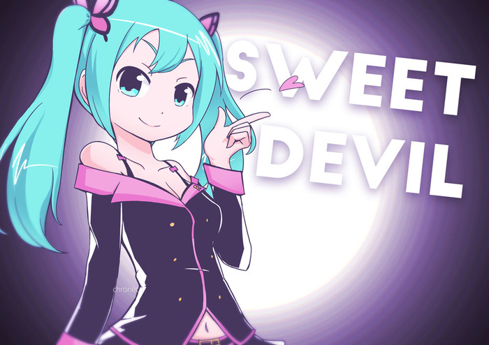 Sweet devil - Аниме, Не аниме, Anime Art, Vocaloid, Hatsune Miku, Chroneco, Sweet devil, Project DIVA