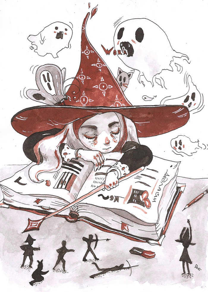 Inktouber 2018 - My, Inktober, Sketchbook, Longpost, Drawing, Witches