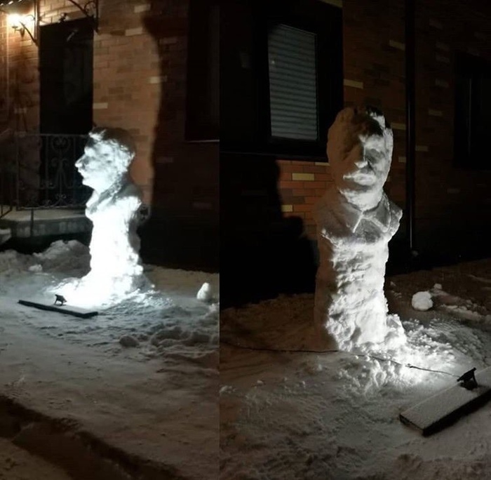 Novosibirsk erected a monument to Stalin - Stalin, Bust, snowman, Novosibirsk, In contact with