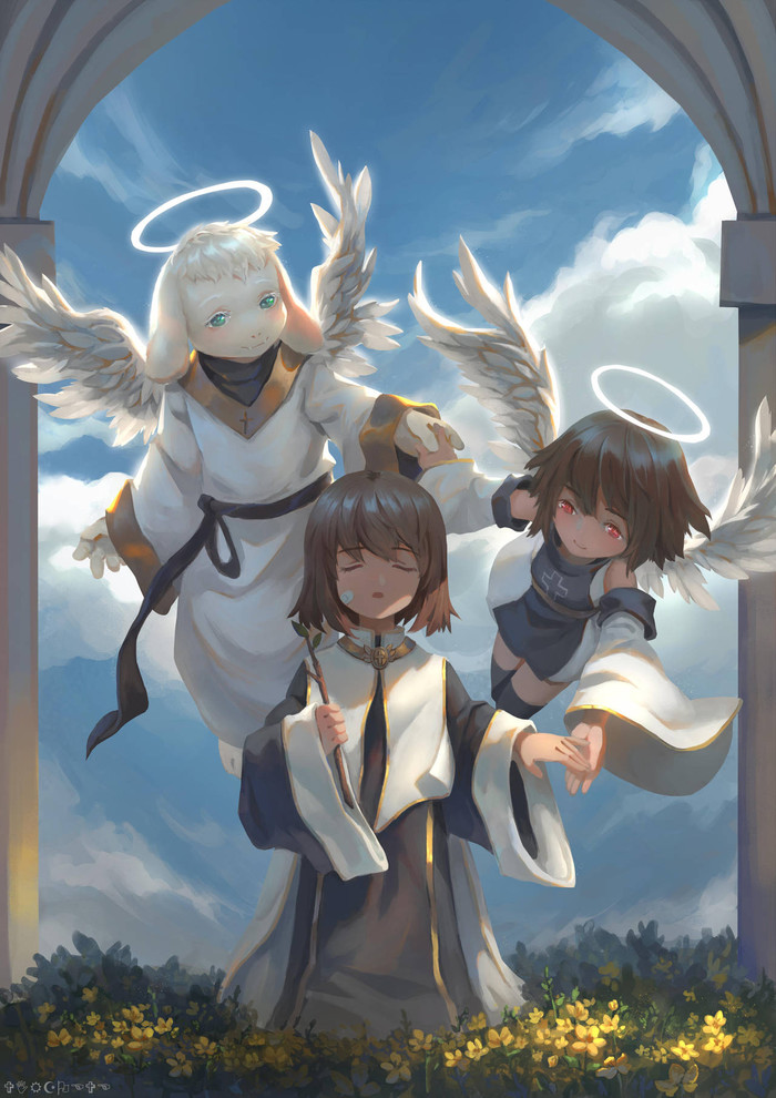 God's Little Children Undertale, Asriel, Frisk, Chara, , ,  