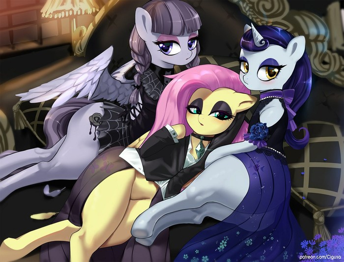 Gothic ponies - My little pony, Fluttershy, Inky Rose, Moonlight Raven, MLP Edge