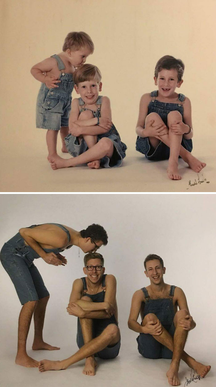 Before and after: funny family photos decades later - It Was-It Was, Family, Longpost