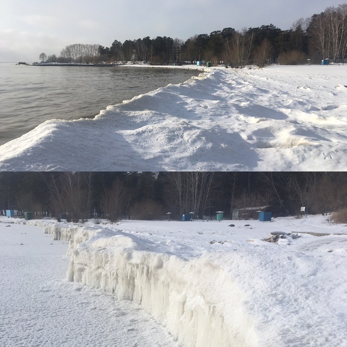 Замерзающее Обское море Обское море, Новосибирск, Зима, Длиннопост
