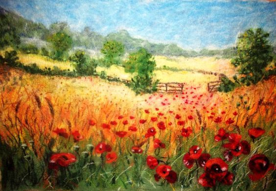 And again poppies - My, Dry felting, , Wet felting, Handmade, Poppy, Wool painting, Longpost