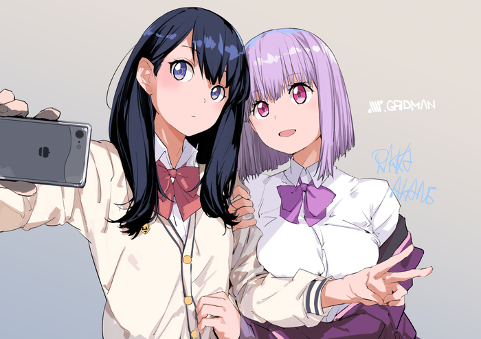 Anime Art - Anime art, Takarada Rikka, SSSS Gridman, Shinjou Akane, Selfie