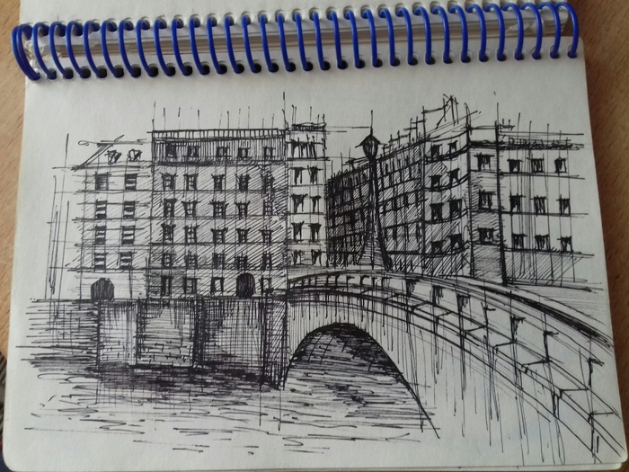 Sketch - My, Sketch, Drawing, Sketch, Architecture, Bridge, River