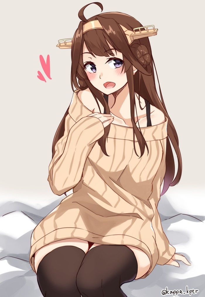 Kongou - Kantai collection, Kongou, Sweater, Anime art, Anime, Art