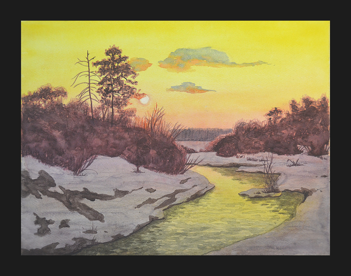 Sunset from Andriyaka - My, Andriyaka, Sunset, Watercolor, Stud, Copy, Handwriting, Sunrise, Video, Longpost