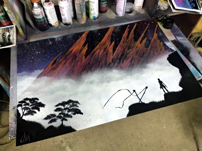 Painting with spray cans on a large format - My, Art, Painting, Spray Art, Spray can drawing