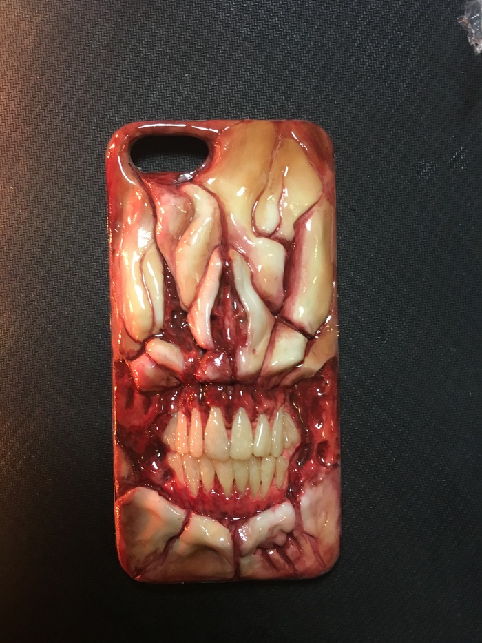 Horror case :3 - My, Polymer clay, Creation, Sculptors, Video, Longpost, Case, Telephone