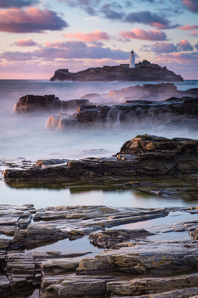 Маяк Годреви - Фотография, Море, Godrevy Lighthouse, Корнуолл, Великобритания