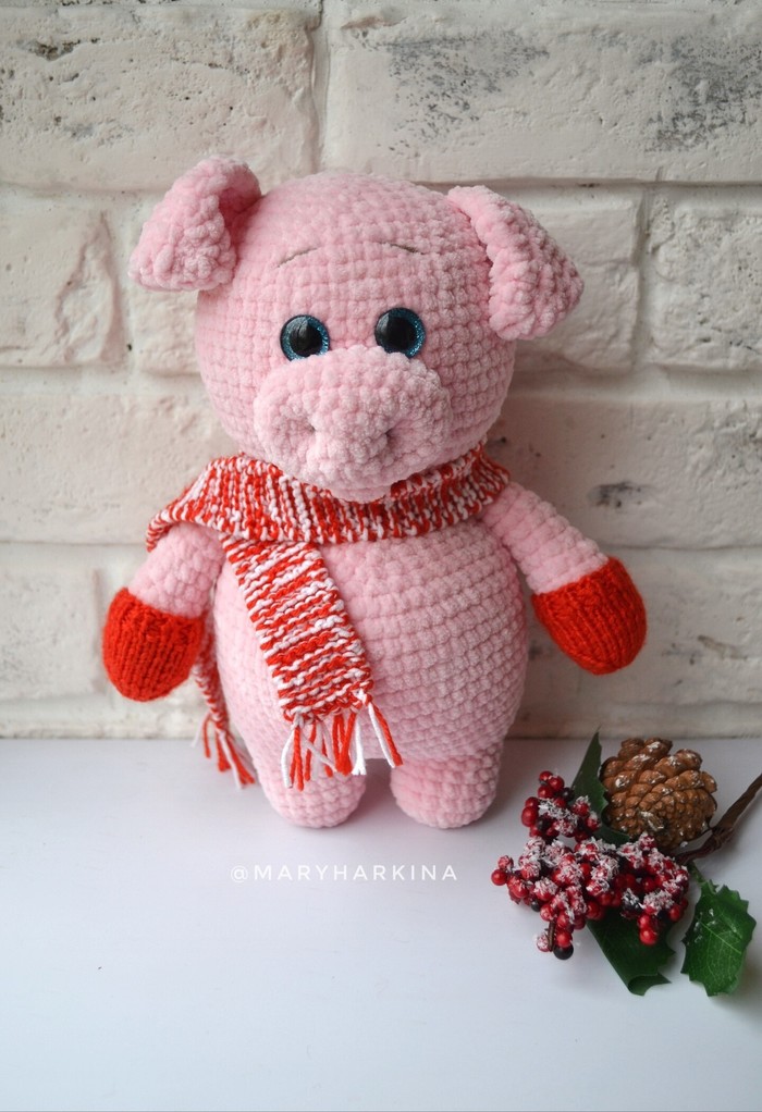 Handmade pig - My, Knitted toys, Pig year, Pig, Longpost