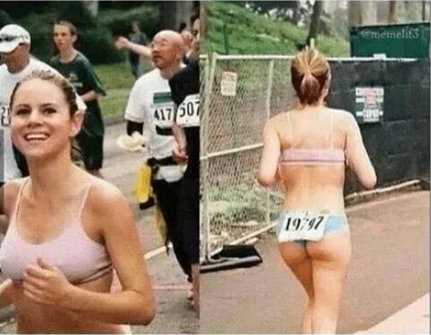 Now it is clear why no one overtakes her. - 9GAG, Girls, Run, Booty
