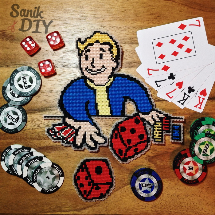 Gambler - My, Needlework with process, Cross-stitch, Longpost, Fallout