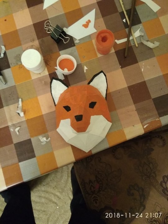 fox papercraft - My, Papercraft, Art, Fox, Paper, Longpost