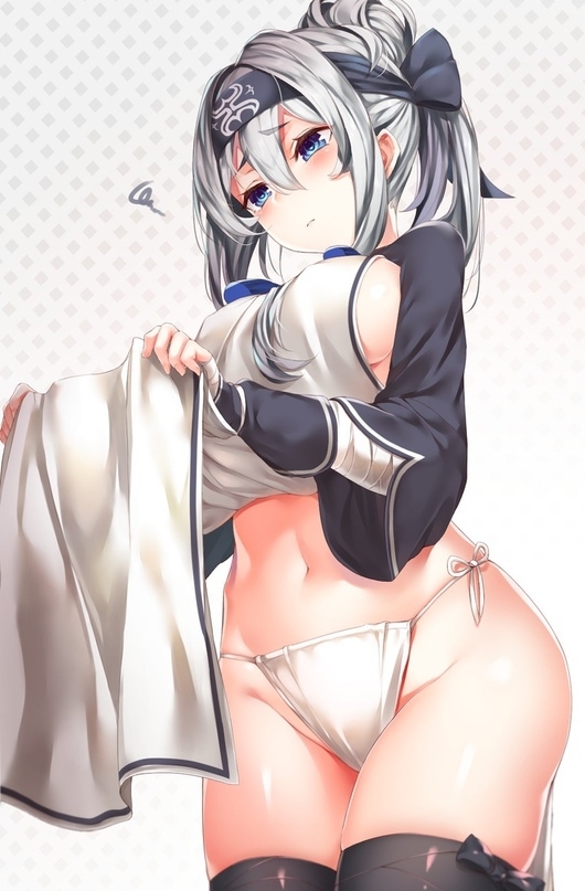 Kamoi - NSFW, Kantai Collection, Kamoi, Anime Art, Этти, Трусы, Аниме, Арт