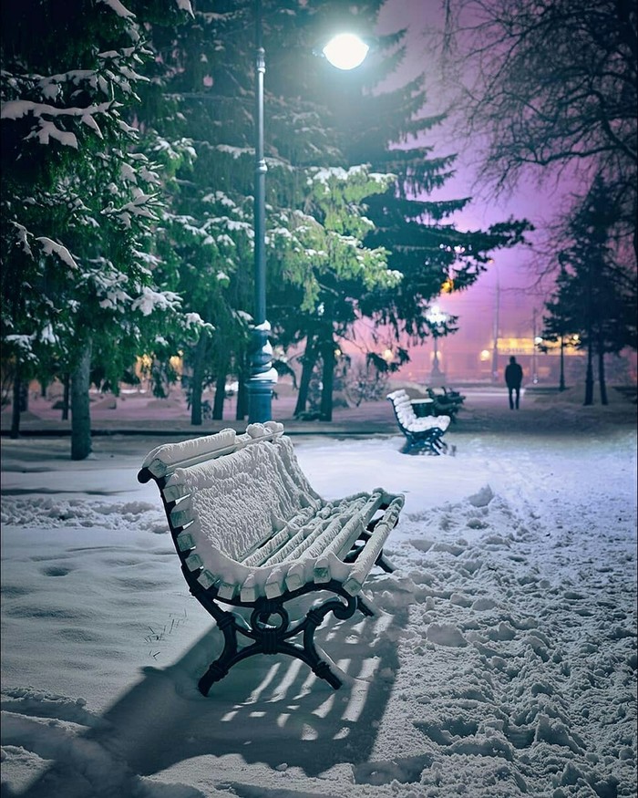 Evening in the park. Dzerzhinsky. Omsk. (Andrey Kudryavtsev) - Omsk, The photo, beauty, Photographer, Russia, Snow, The park, Evening