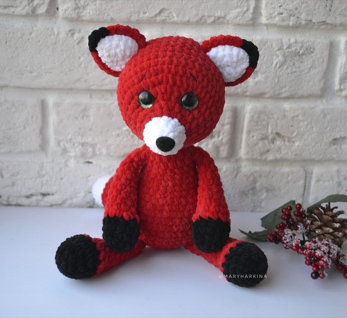 Little fox sister - My, Knitting, Fox, Needlework without process, Knitted toys, Longpost