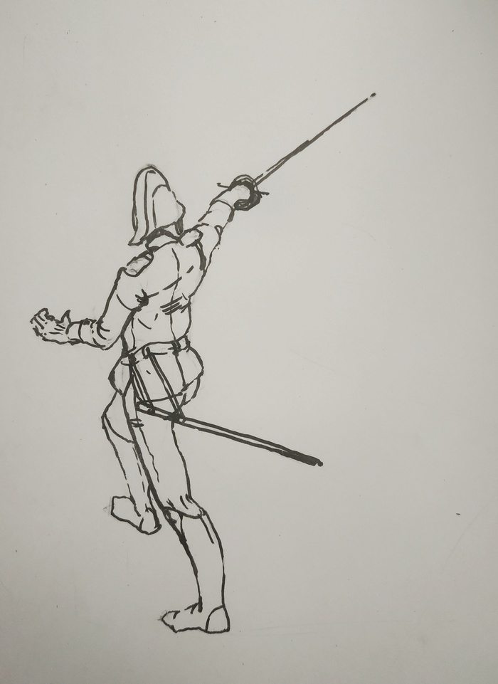 fencing fencing fencing - My, Drawing, Sketch, Duel, , Hema, Rapier, Longpost