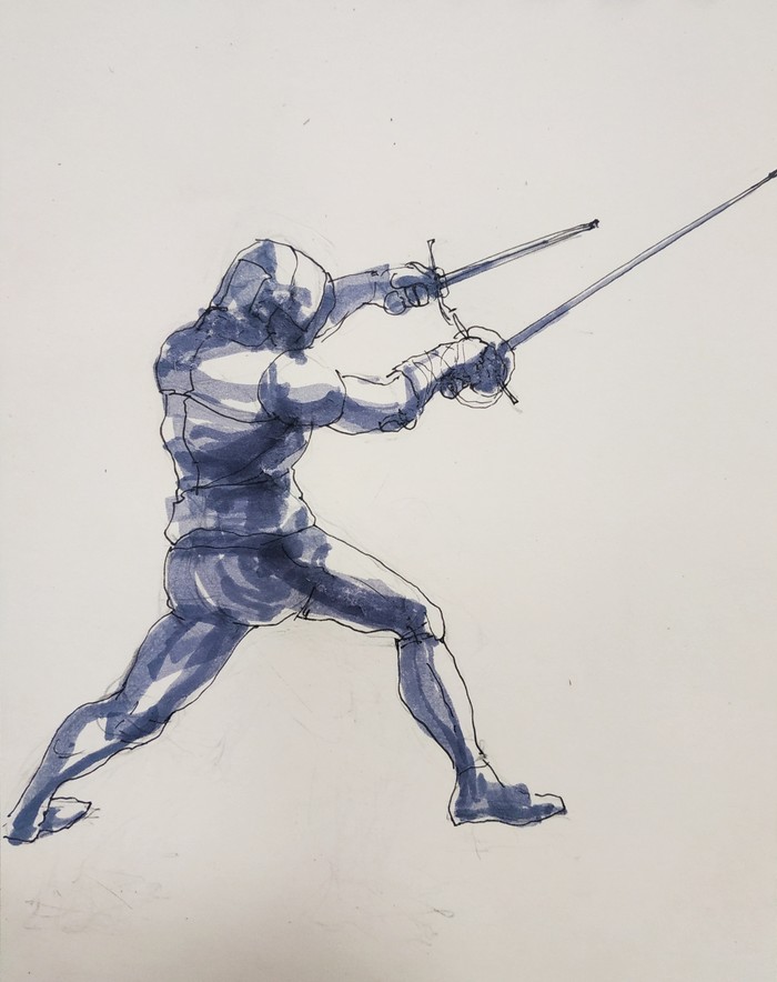 Fencing - My, Fencing, Drawing, Art, Hema, Rapier, Sword, Longpost