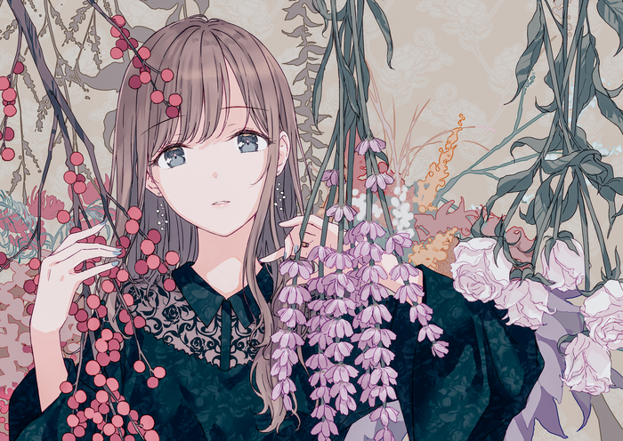 Flowers , Anime Art, Original Character, 