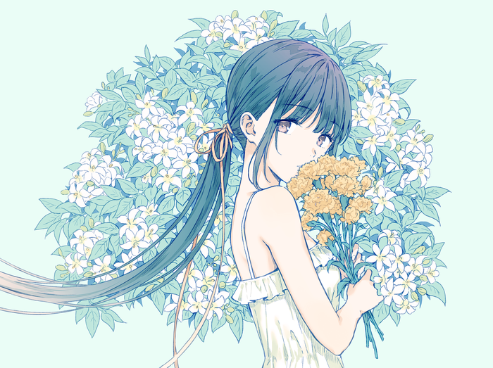 Flowers , Anime Art, Original Character, 