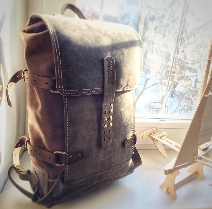 New backpack from Crazyk - My, Needlework without process, Natural leather, Backpack, Longpost