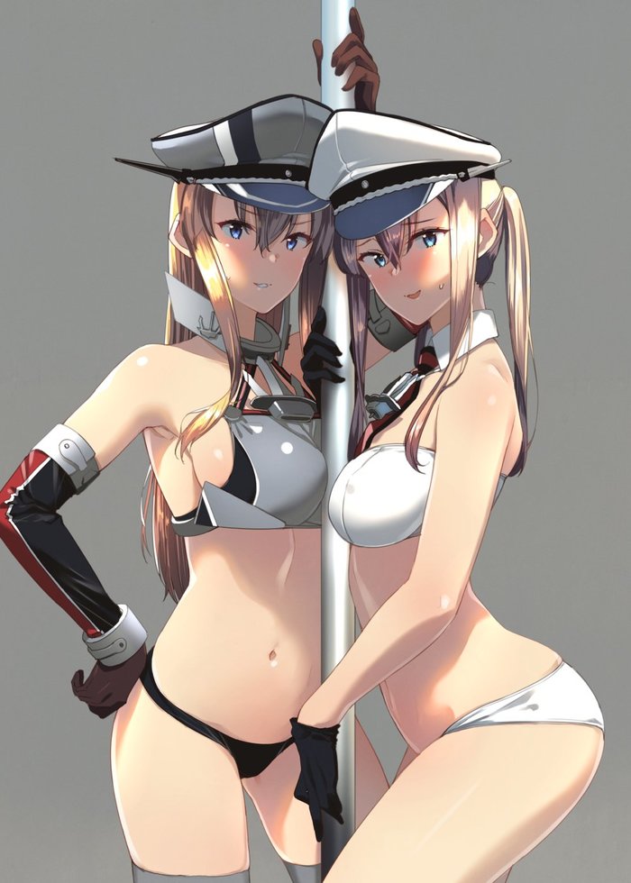 Bismarck and Graf Zeppelin (Artist: Touyama Eight) - NSFW, Kantai collection, Anime, Anime art, Bismarck, Graf Zeppelin, Underwear, Swimsuit