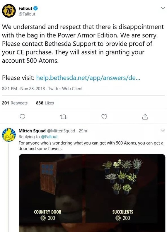 Bethesda about the poor quality of the Power Armor Edition (Fallout 76) - Generosity, Fallout, Fallout 76, Bethesda, Games, Computer games, Trash, Trash