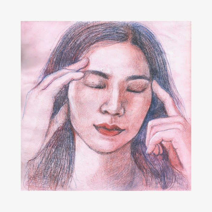 Another drawing - My, Drawing, Asian, Pencil drawing, Portrait, Colour pencils, Gouache, Girls