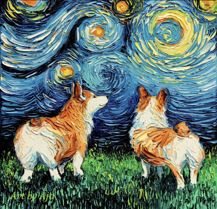Van Gogh. - van Gogh, Van Gogh's Starry Night, Corgi, Biscuit, Reddit, Dog