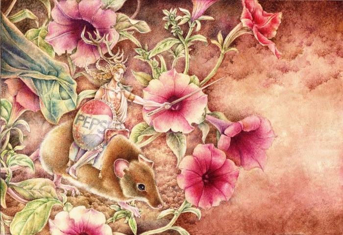 Riding a (star) fat vole - My, Watercolor, Mouse, Elves