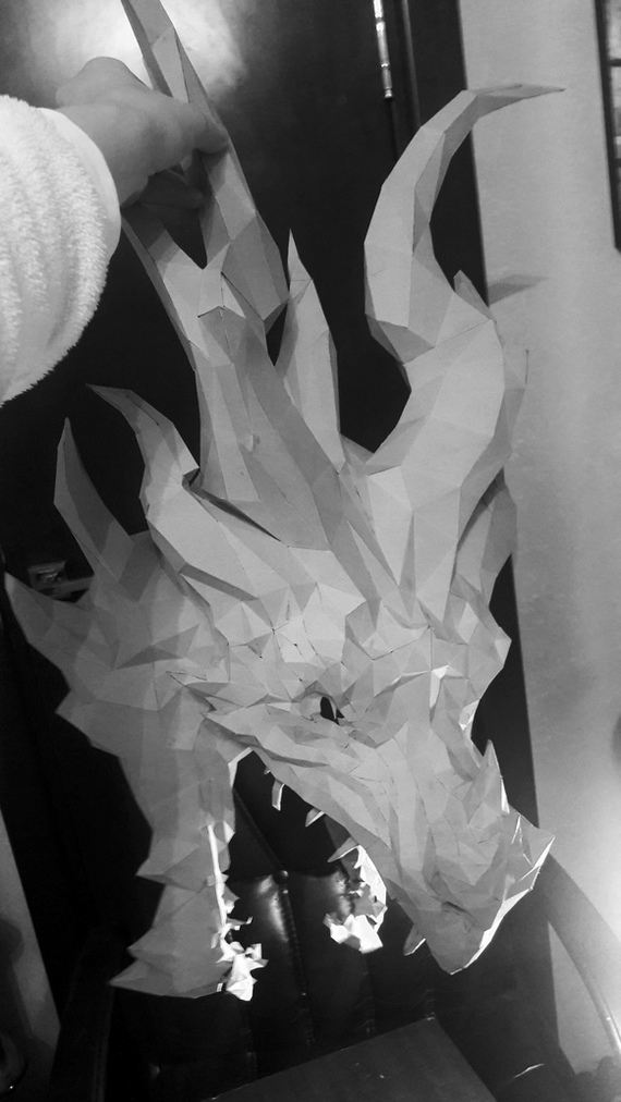 Alduin Eater of the World - My, , Papercraft, Paper, Alduin, The Elder Scrolls V: Skyrim, Low poly, Longpost