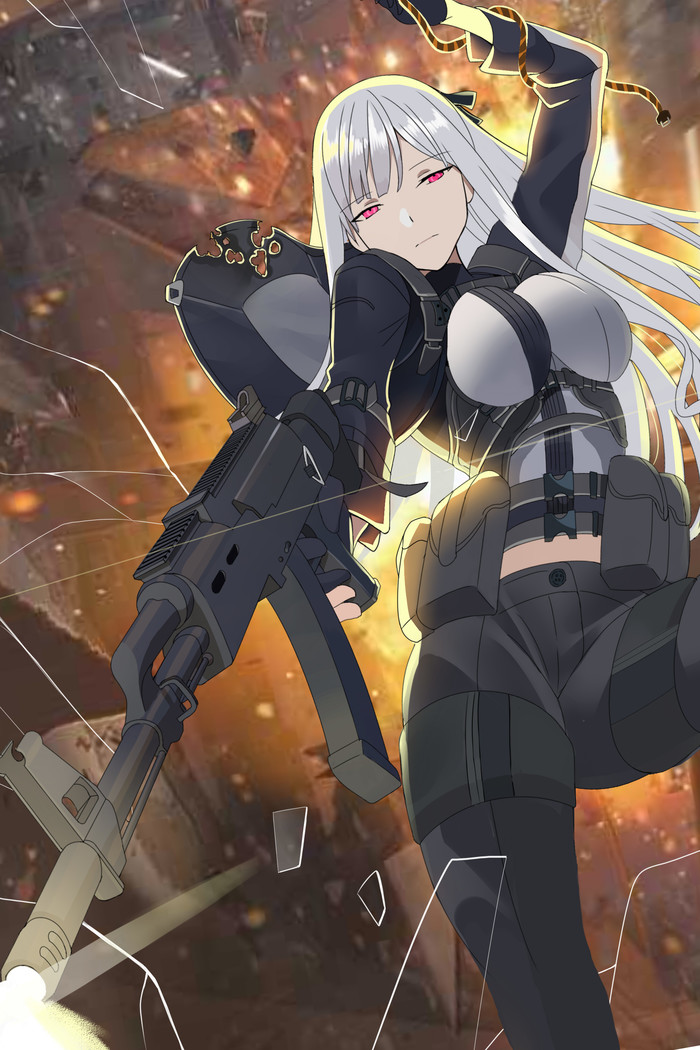 Ak-12 - Anime art, Girls frontline, Ak-12, Weapon, Not anime