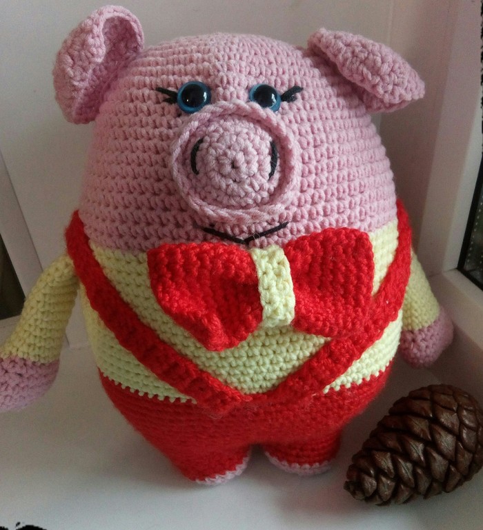 Pig Vitaly - My, Amigurumi, Symbol of the year, Piggy, Crochet