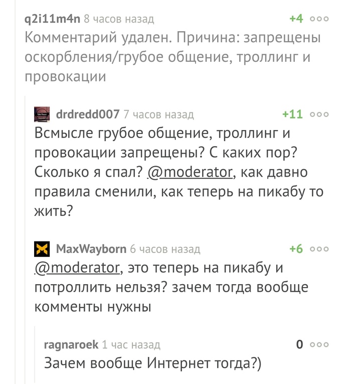 Действительно, зачем? - Интернет, Пикабу, Комментарии, Вопрос, Правила, Скриншот