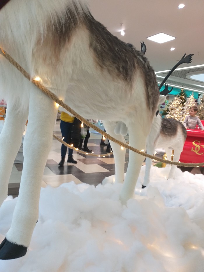 Surprising nearby, in Minsk in the shopping center installed male deer - My, New Year, Sculpture, Reindeer, Realism, Longpost