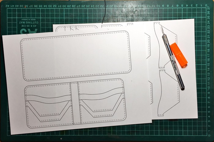 Classic bifold (without coin compartment) - My, Leather, Beefold, Purse, Instructions, Needlework with process, Pattern, Longpost