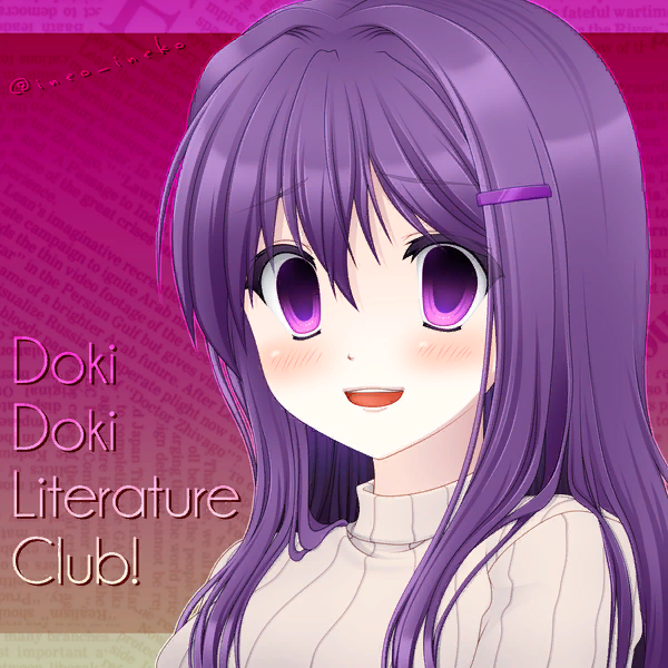 A heartwarming smile - Doki Doki Literature Club, Yuri DDLC, Anime Art, Визуальная новелла