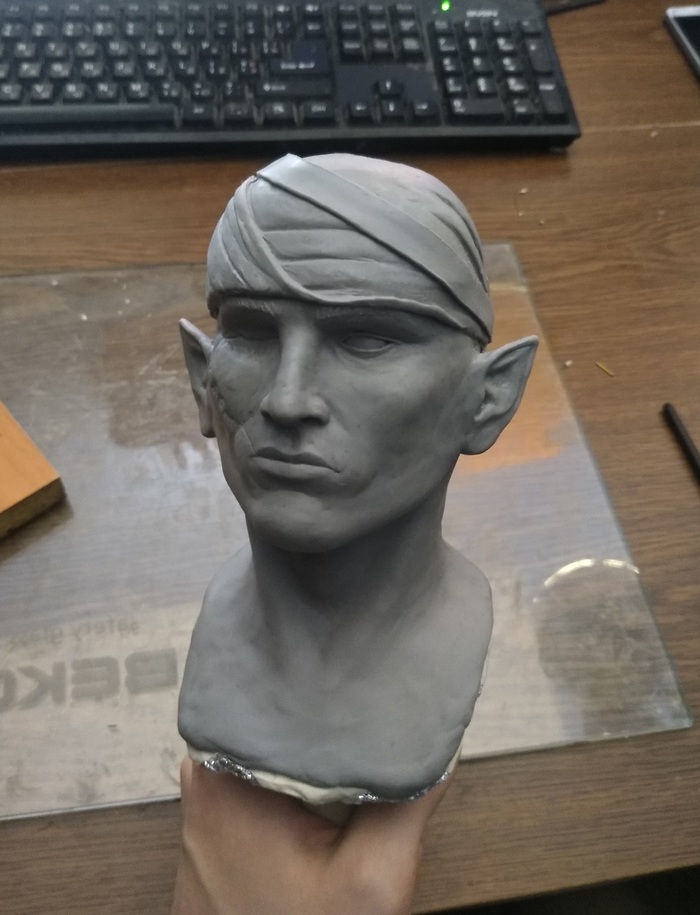 Bust of Iorveth from The Witcher 2 - My, Witcher, Iorvet, Polymer clay, Creation, With your own hands, Longpost