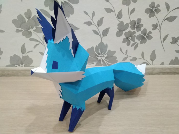 Бумажное моделирование: низкополигональные модели - Моё, Papercraft, Лиса, Кот, Утка, Рукоделие без процесса, Фотография, Длиннопост