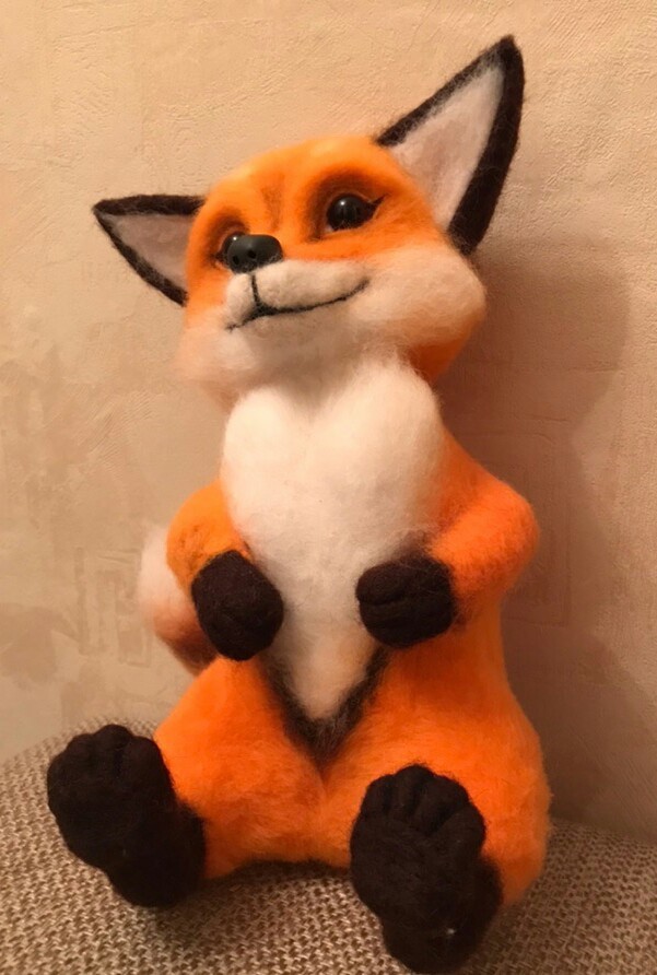 Fox - My, Dry felting, Wool toy, Fox, Needlework without process, With your own hands, Longpost