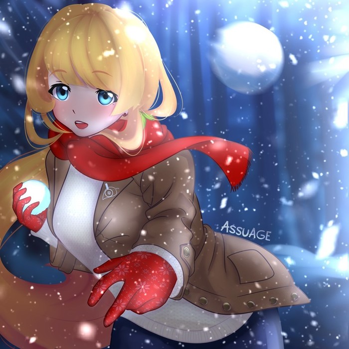 Let's play snowballs! - Endless summer, Visual novel, Art, , 