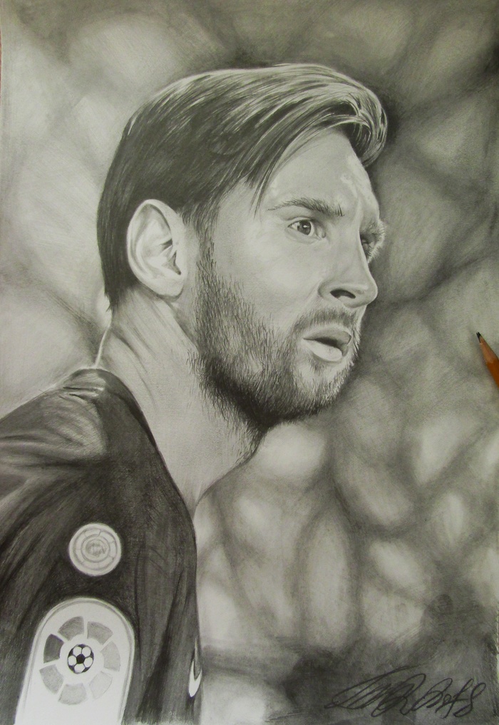 Portrait #1. Lionel Messi - My, Lionel Messi, MESSI, Portrait, Drawing, Pencil drawing, Artist, League of Artists, Football