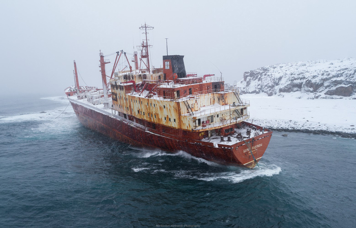 Refrigerator Coast of Hope - My, Shipwreck, North, Arctic, Barents Sea, Winter, Dji, DJI Phantom
