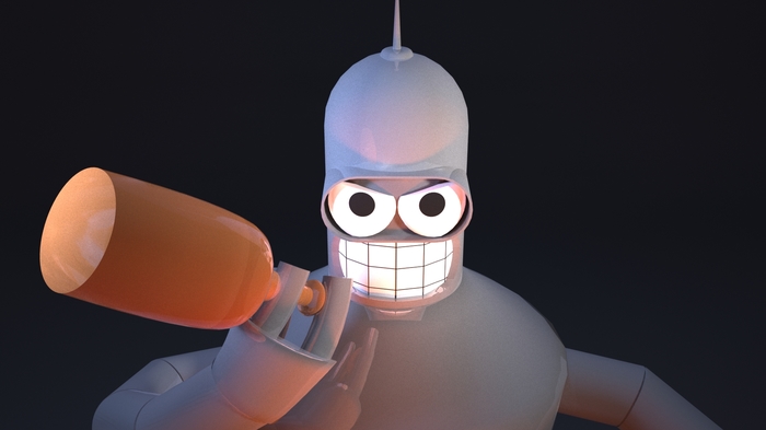 Bender >:) - My, Bender, 3D, Models, , Futurama, Parting