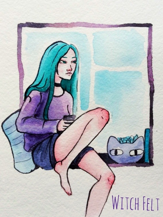 A little bit of my character - My, Drawing, Characters (edit), Girls, Longpost, Original character, Watercolor